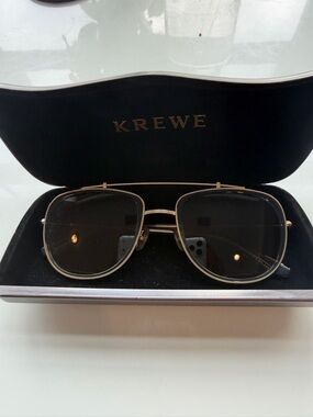 KREWE Square Aviator Breton Sunglasses in Gold with Dark Gray Lenses